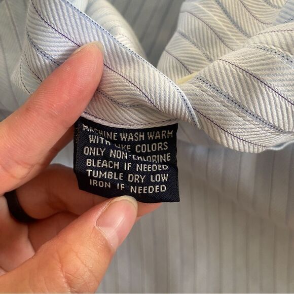 FACONNABLE Mens Dress Shirts Long Sleeve Striped Dress Oxford Designed in France - Picture 4 of 7